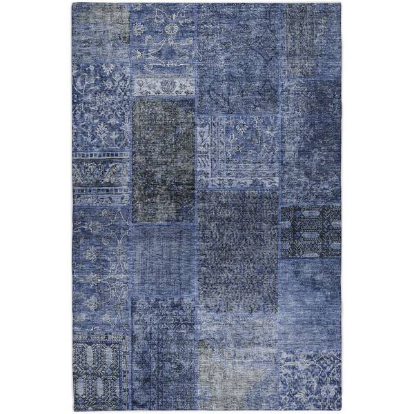Dream Shag Premium Machine Washable Abstract ADS669 Navy 8 ft. x 10 ft. Area Rug