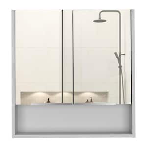 23.6 in. W x 24.6 in. H White Rectangular Particle Board Recessed or Surface Mount Medicine Cabinet with Mirror