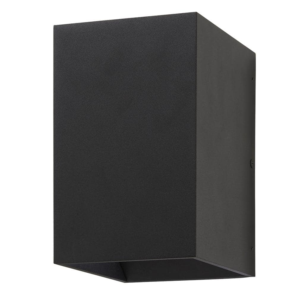 Home Decorators Collection Greeleyville 8 in. 1-Light Sand Black Integrated LED Hardwired Outdoor Wall Light Lantern Sconce 23751 Sansujyuku sansujyuku.com