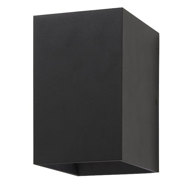 Greeleyville 8 in. 1-Light Sand Black Integrated LED Hardwired Outdoor Wall Light Lantern Sconce