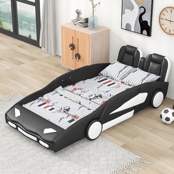 Harper & Bright Designs Black Twin Size Race Car-Shaped Platform