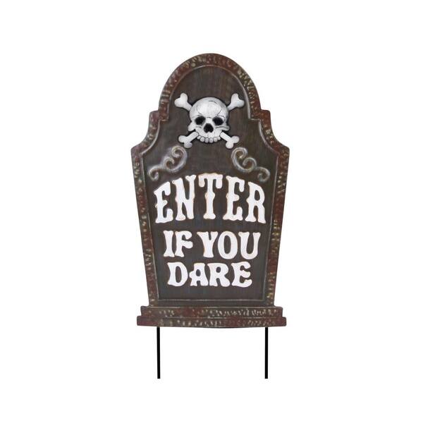 Home Accents Holiday 24 in Grave & Bones Metal Tombstone Yard Stakes