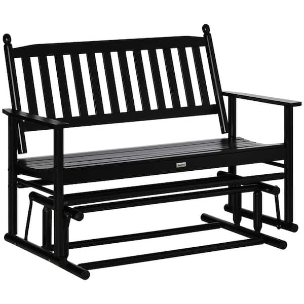 Outsunny 27 in. W Seating Capacity 2-Person Black Wood Outdoor Bench Loveseat with Wooden Frame