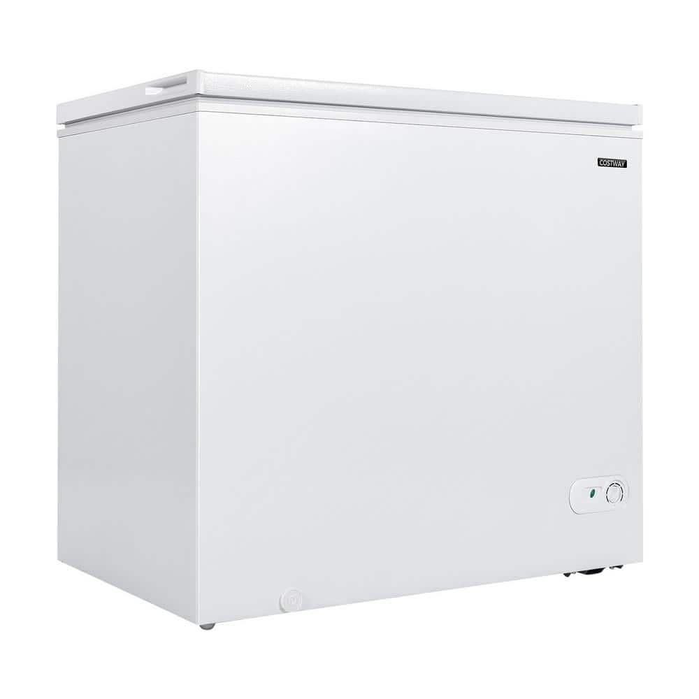 Costway Chest Freezer 7.0 cu. ft. Top Freezer Built-In and Standard Refrigerator with Upright Single Door and 4-Baskets in White, White-7.0 cu.ft.
