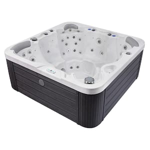 Jersey 6-Person Spa 46-Jets LED Lighting Ozone Generator Sterling Silver Grey Includes Hot Tub Cover