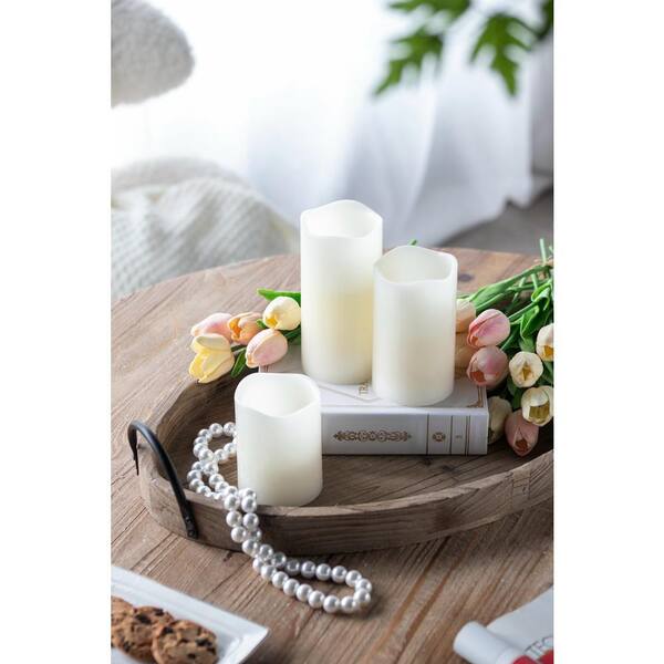 Afoxsos Set of 3 Classic Beige LED Candles with Remote Timer