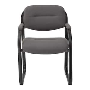 Deluxe Charcoal Fabric Visitors Chair with Heavy Duty Metal Sled Base and Padded Arms