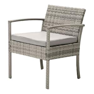 Gray 3-Piece Wicker Patio Conversation Sectional Seating Set with Gray Cushions