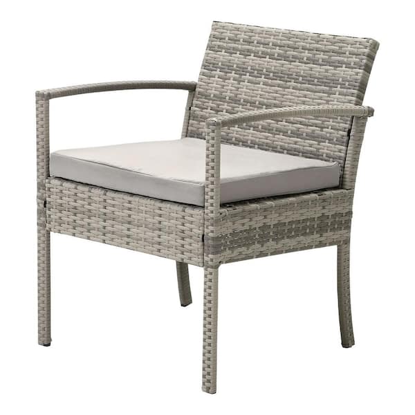 Cesicia Gray 3-Piece Wicker Patio Conversation Sectional Seating Set with Gray Cushions