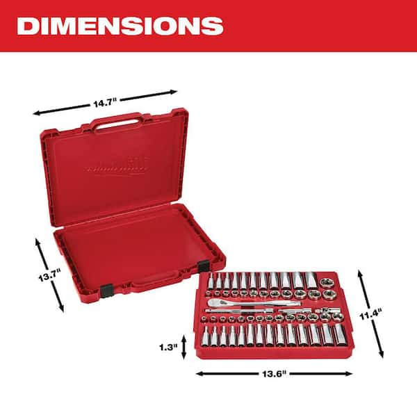 Milwaukee - 3/8 in. Drive SAE/Metric Ratchet and Socket Mechanics Tool Set (56-Piece)
