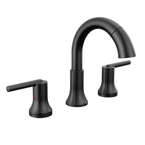 Trinsic 8 in. Widespread Double-Handle Bathroom Faucet with Pull-Down Spout in Matte Black