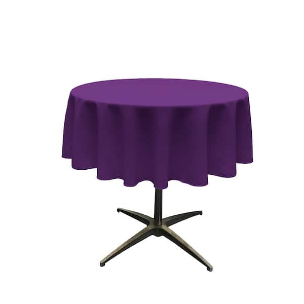 LA Linen 51 in. Round Purple Polyester Poplin Tablecloth