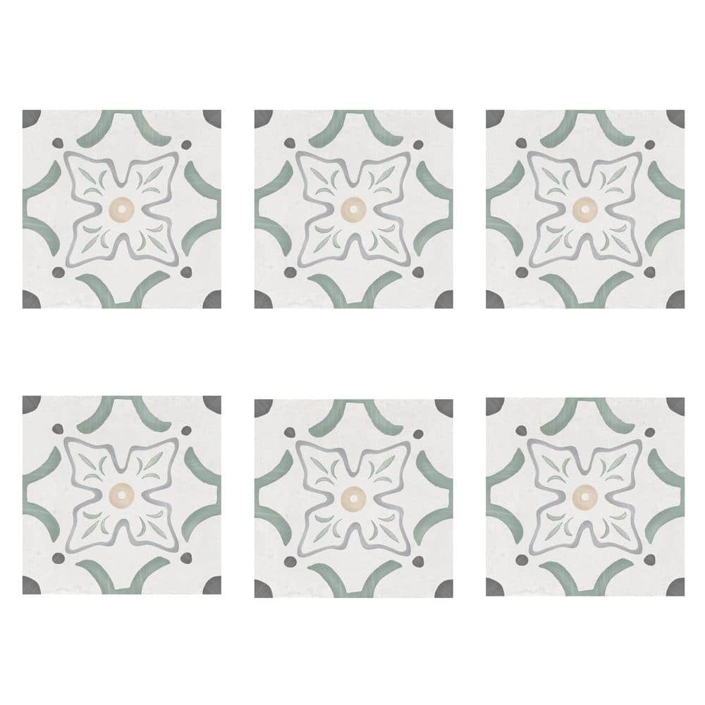 Agave Flora Green and Gray Matte Porcelain Floor and Wall Tile