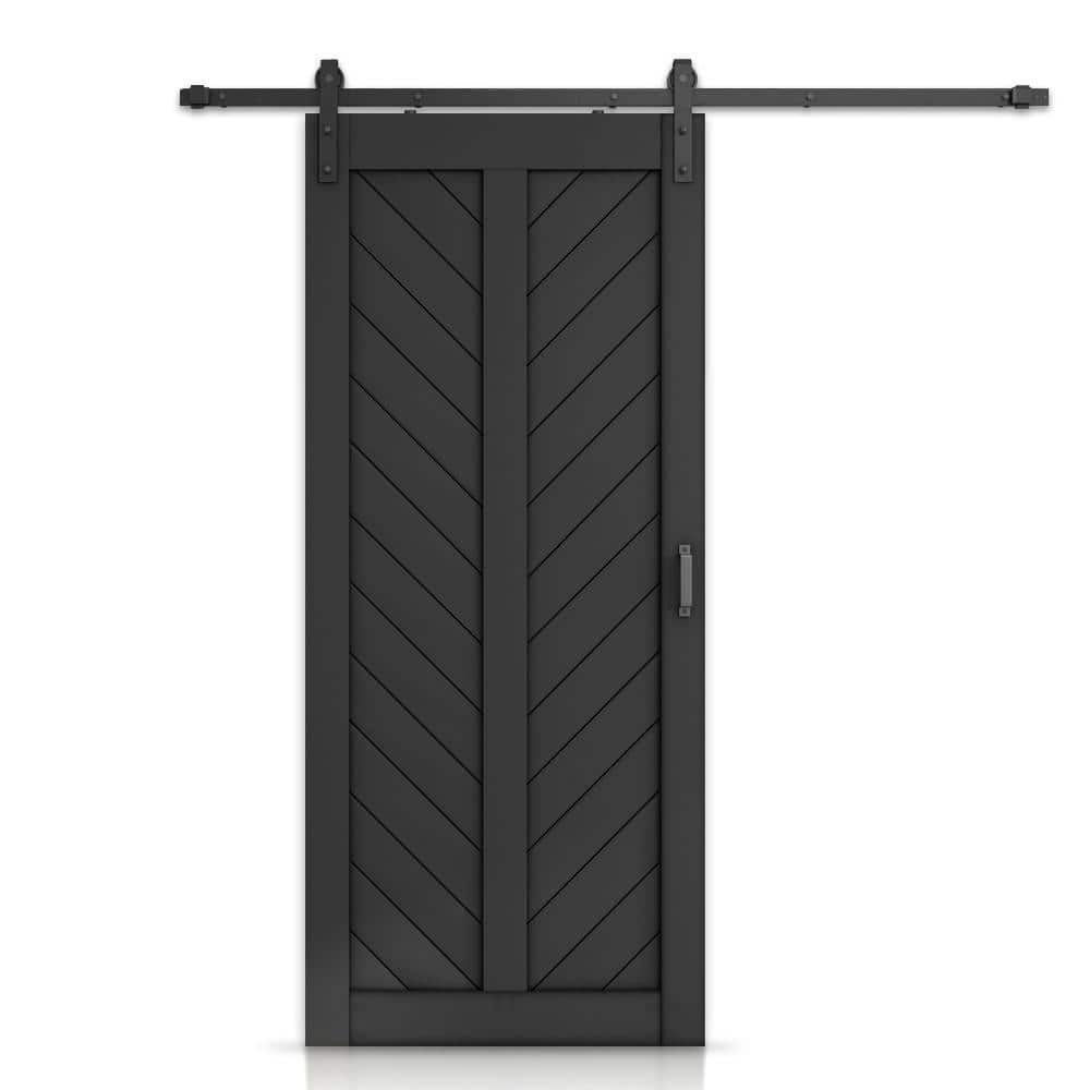 36-in x 84-in Black Stained MDF Barn Door with Hardware