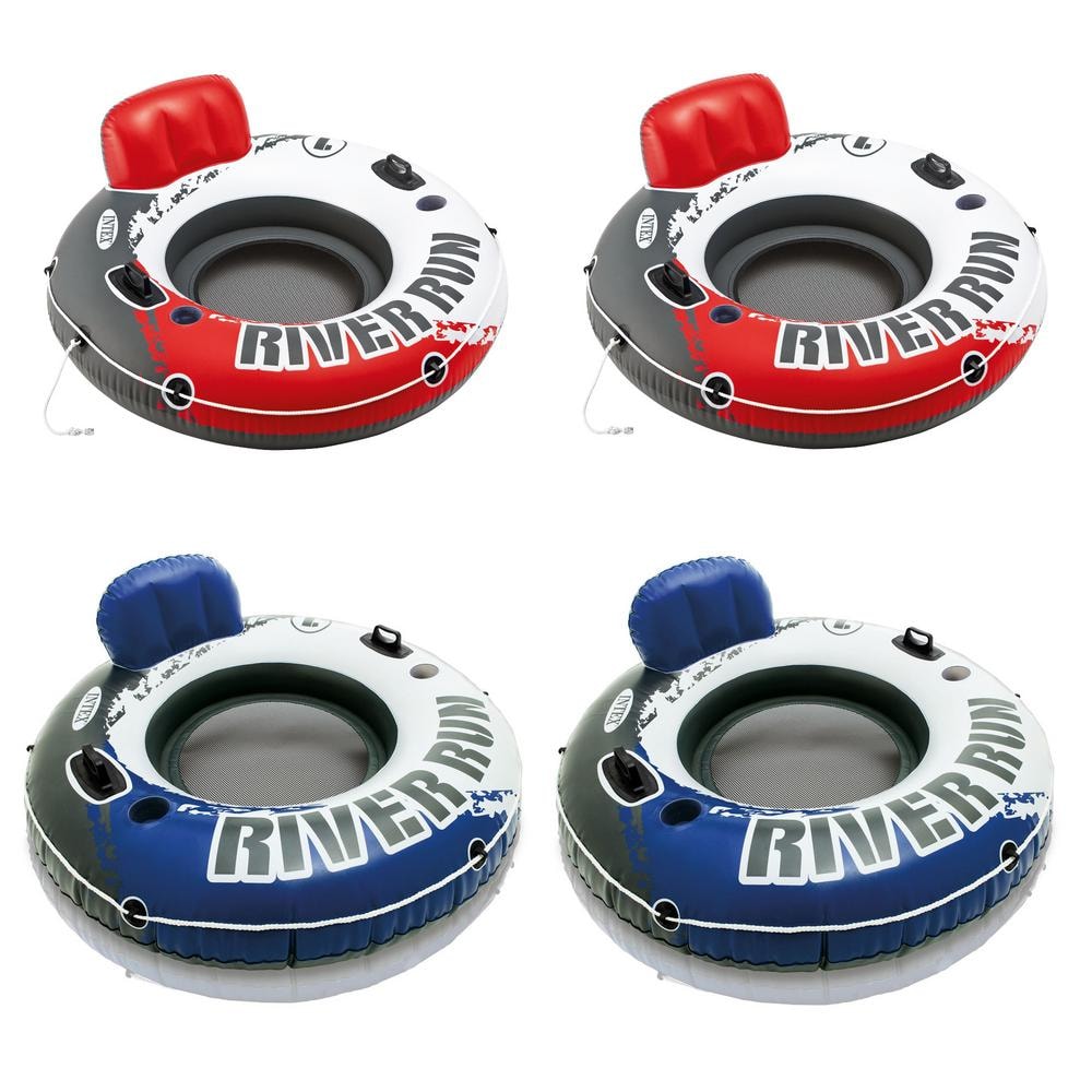 Intex River Run 1 Inflatable Floating Lounge Pool Floats 4-Pack Color ...