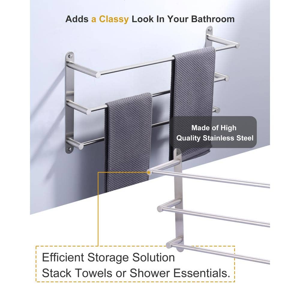 24 in. Brushed Nickel 3-Tier Wall Mounted Towel Rack