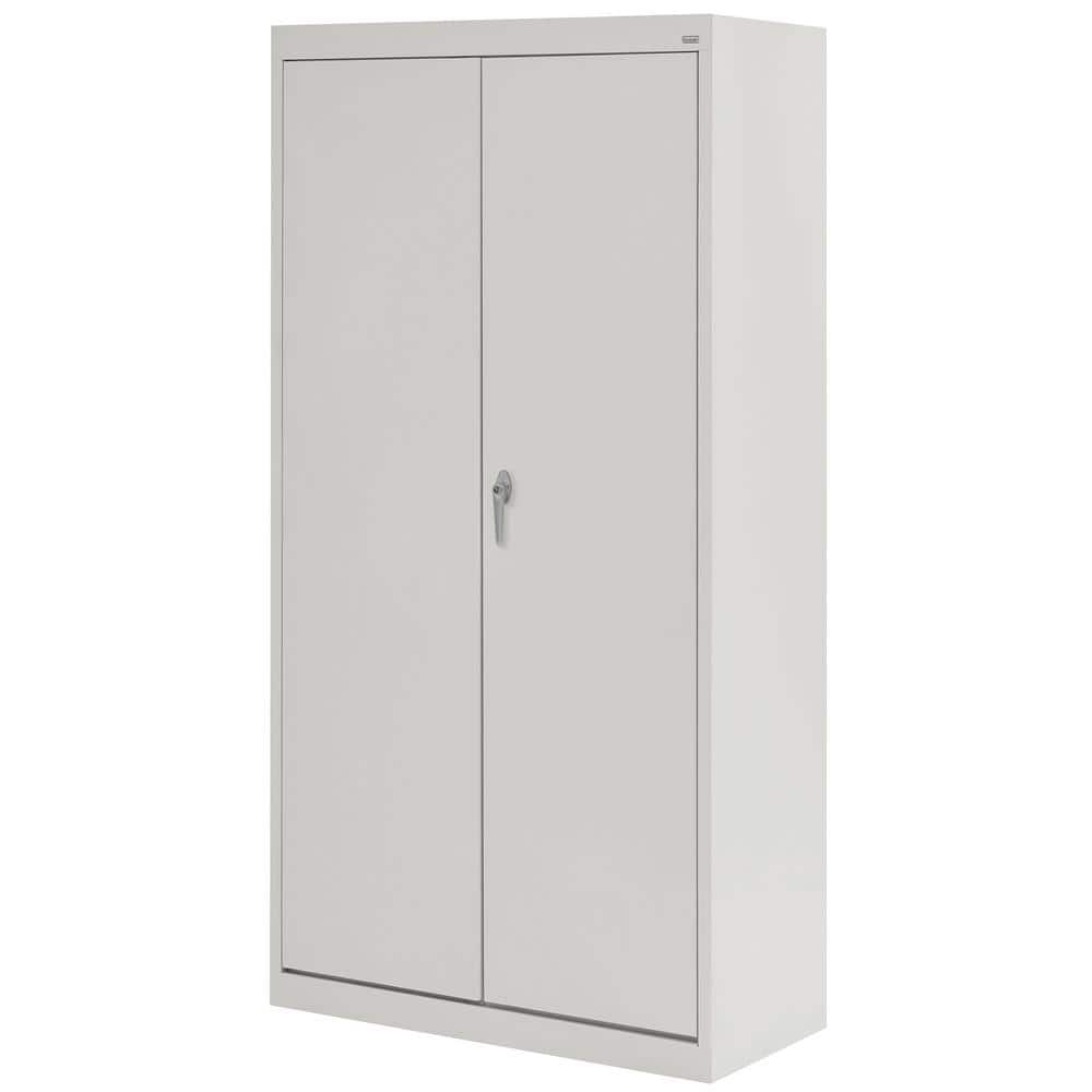 Dove Gray Steel Lockable Office Storage Cabinet with Adjustable Shelving