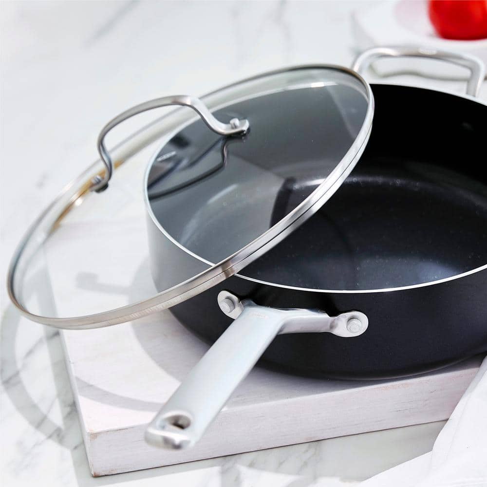 Black 5QT Non-Stick Aluminum Saute Pan with Lid
