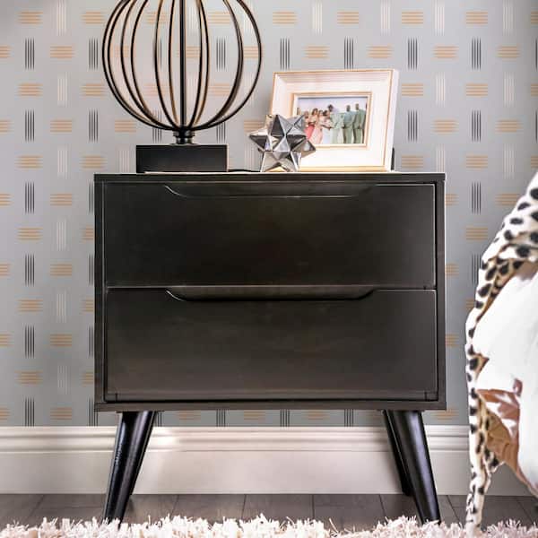 Furniture of America Mackie 2-Drawer Mid Century Modern Black Nightstand