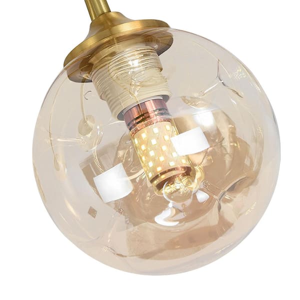 OUKANING 23.6 in. 5-Light Modern Gold Semi-Flush Mount Ceiling