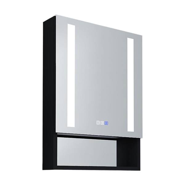 Forclover 32-in x 28-in Lighted LED Fog Free Surface Mount White Mirrored Medicine Cabinet