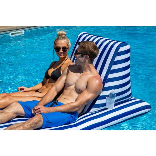 Pool Chaise Lounge Black Luxury Fabric Float for Swimming Pools 