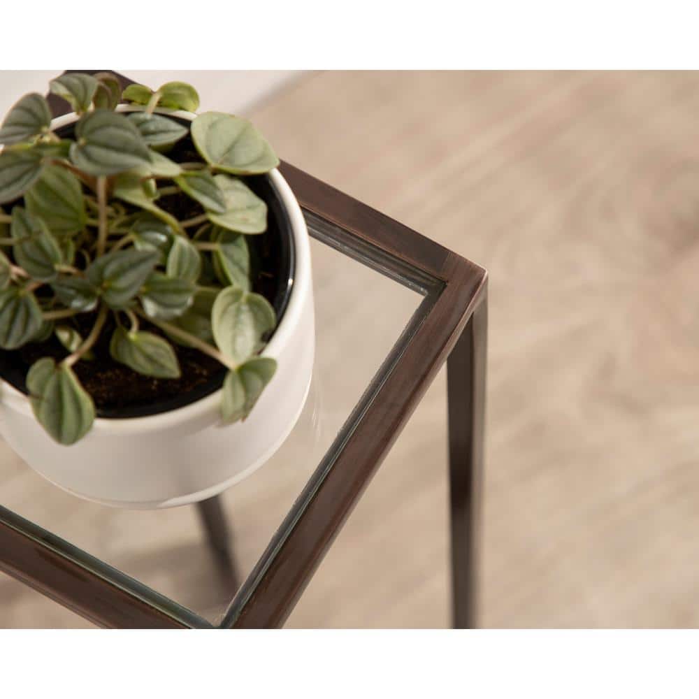 Jaspur Bronze Metal and Glass Square Drink Table