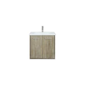 Fairbanks 24 in W x 20 in D Rustic Acacia Bath Vanity, White Quartz Top and Brushed Nickel Faucet Set