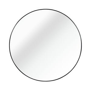 Black 16 in. W x 16 in. H Classic Round Metal Framed Mirror for Wall