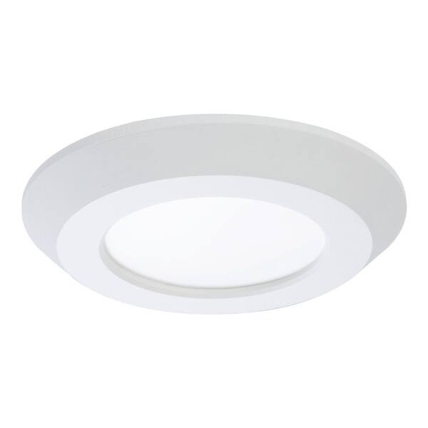 HALO 4 in. 3000K Matte White Integrated LED Recessed Surface Disk Trim with 80 CRI
