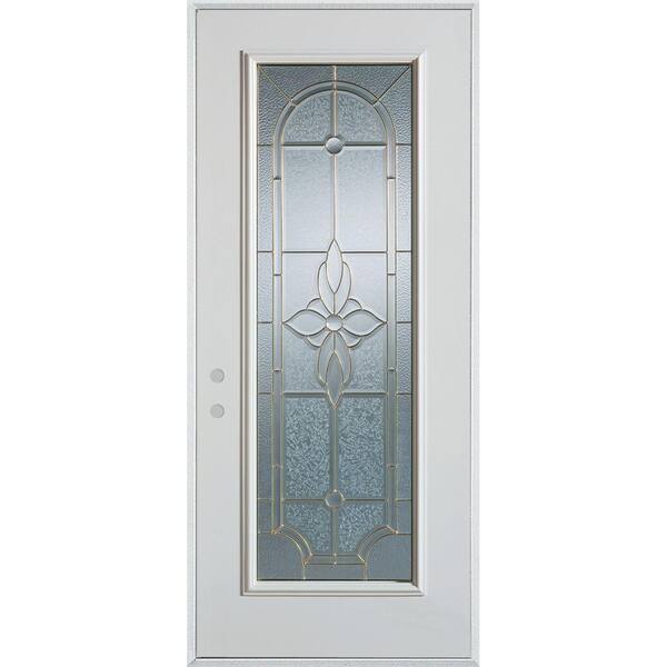 Stanley Doors 36 in. x 80 in. Traditional Brass Full Lite Prefinished White Right-Hand Inswing Steel Prehung Front Door