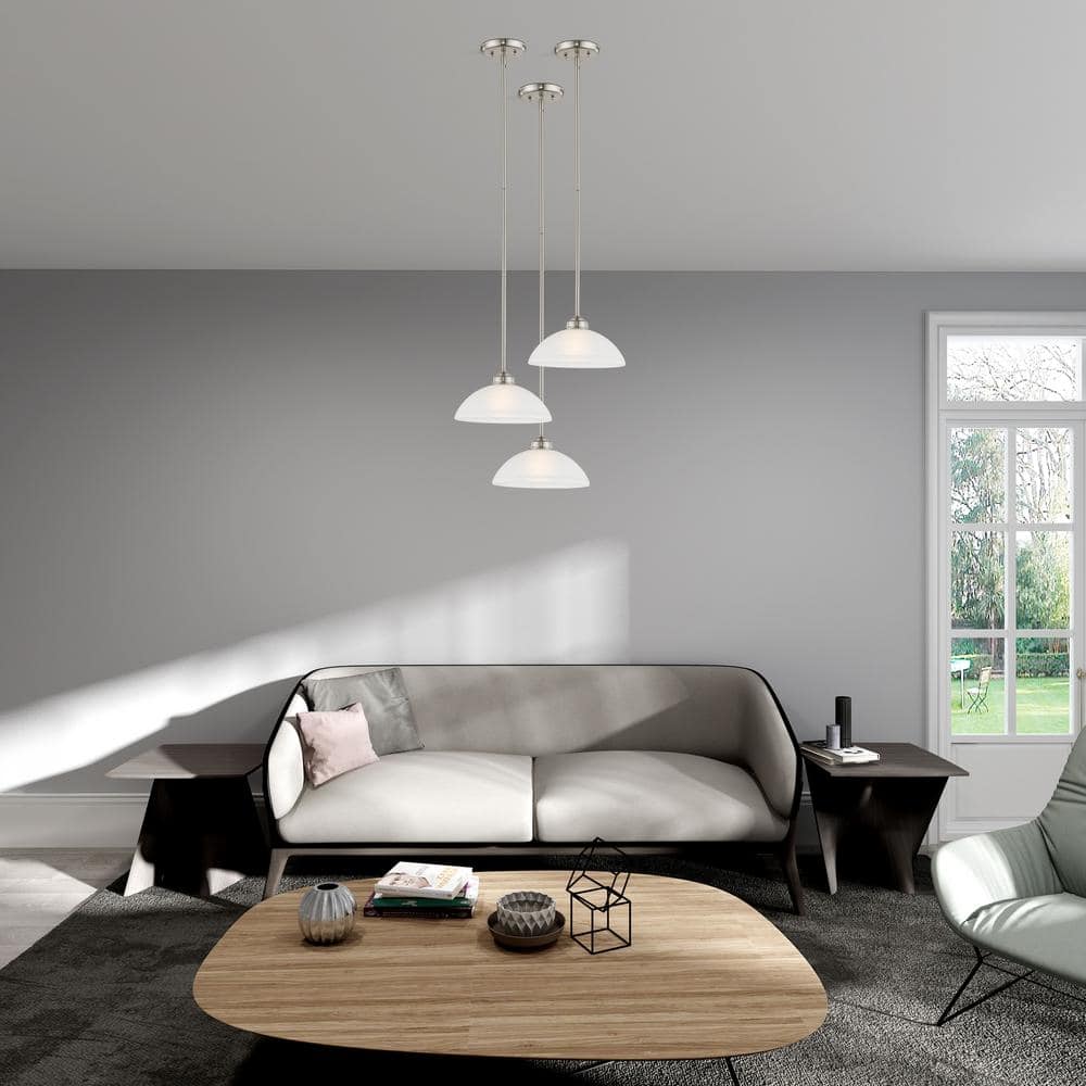 Somerset Brushed Nickel Mini Pendant with Satin Glass