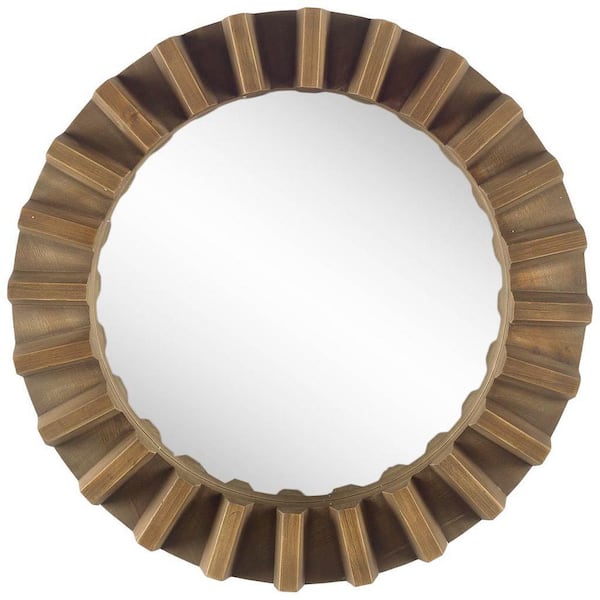 Medium Round Medium Brown Modern Mirror (26.0 in. H x 26.0 in. W)