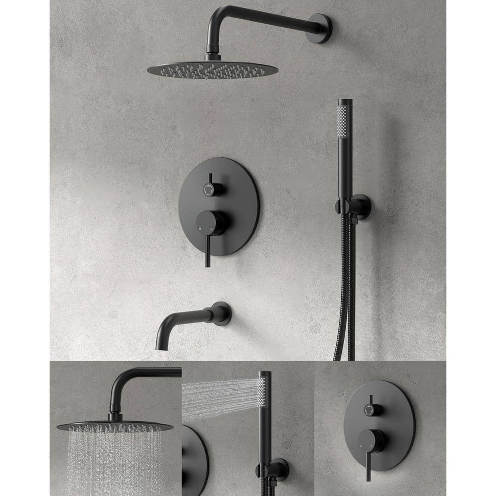 Matte Black Adjustable Rainfall Shower Head Set with Handheld Spray