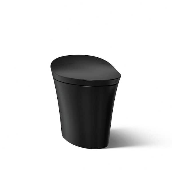 Veil 12 in. Rough In One-Piece 0.8/1.28 GPF Dual Flush Elongated Smart Bidet Toilet in Honed Black with BuiltiIn Bidet