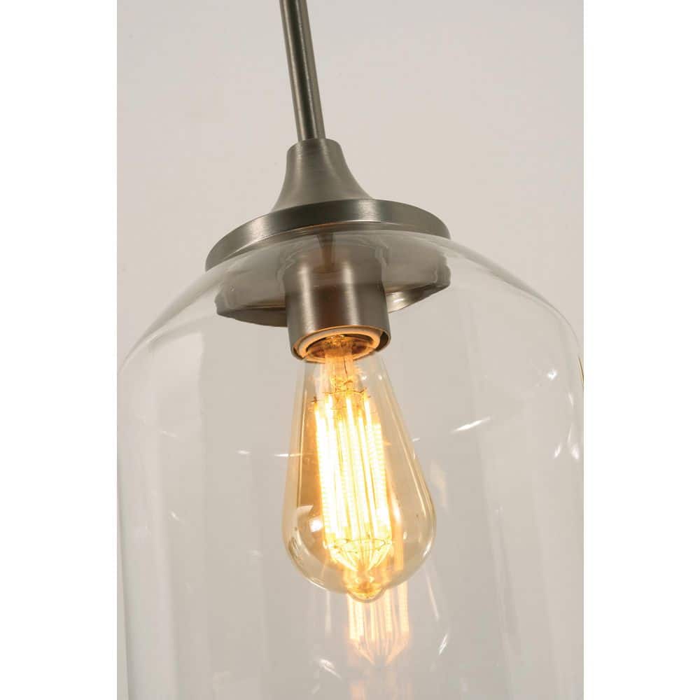 William 6" Satin Nickel Vintage Glass Pendant Light