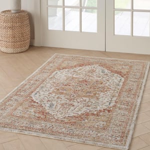 Sahar Ivory Rust 4 ft. x 6 ft. All-Over Design Traditional Area Rug