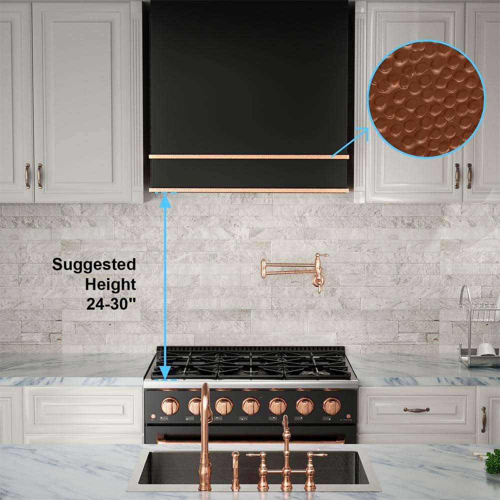 30'' Black and Copper Stainless Steel Wall Mounted Range Hood