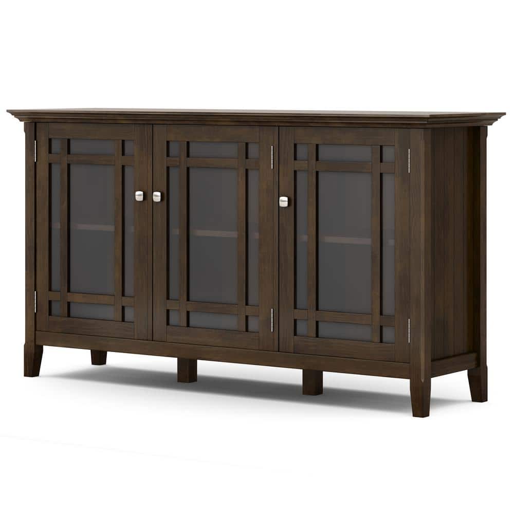 Bedford Dark Tobacco Brown Solid Wood Storage Cabinet with Glass Doors