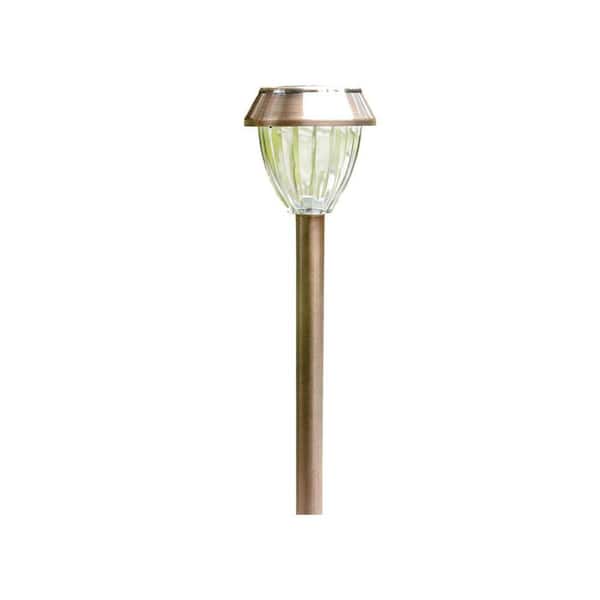 8 in. x 12 in. Copper Plastic Solar Pathway Lights Outdoor Garden Stake 6-Pack