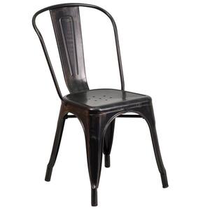 Metal Outdoor Dining Chair in Black-Antique Gold