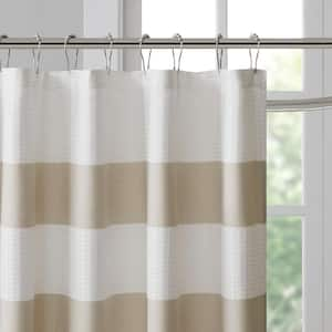 Spa Waffle Taupe 72 in. x 72 in. Shower Curtain with 3M Treatment