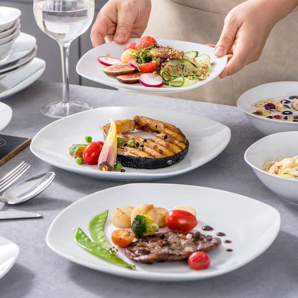 vancasso Elisa 24-Piece White Porcelain Dinnerware Set (Service