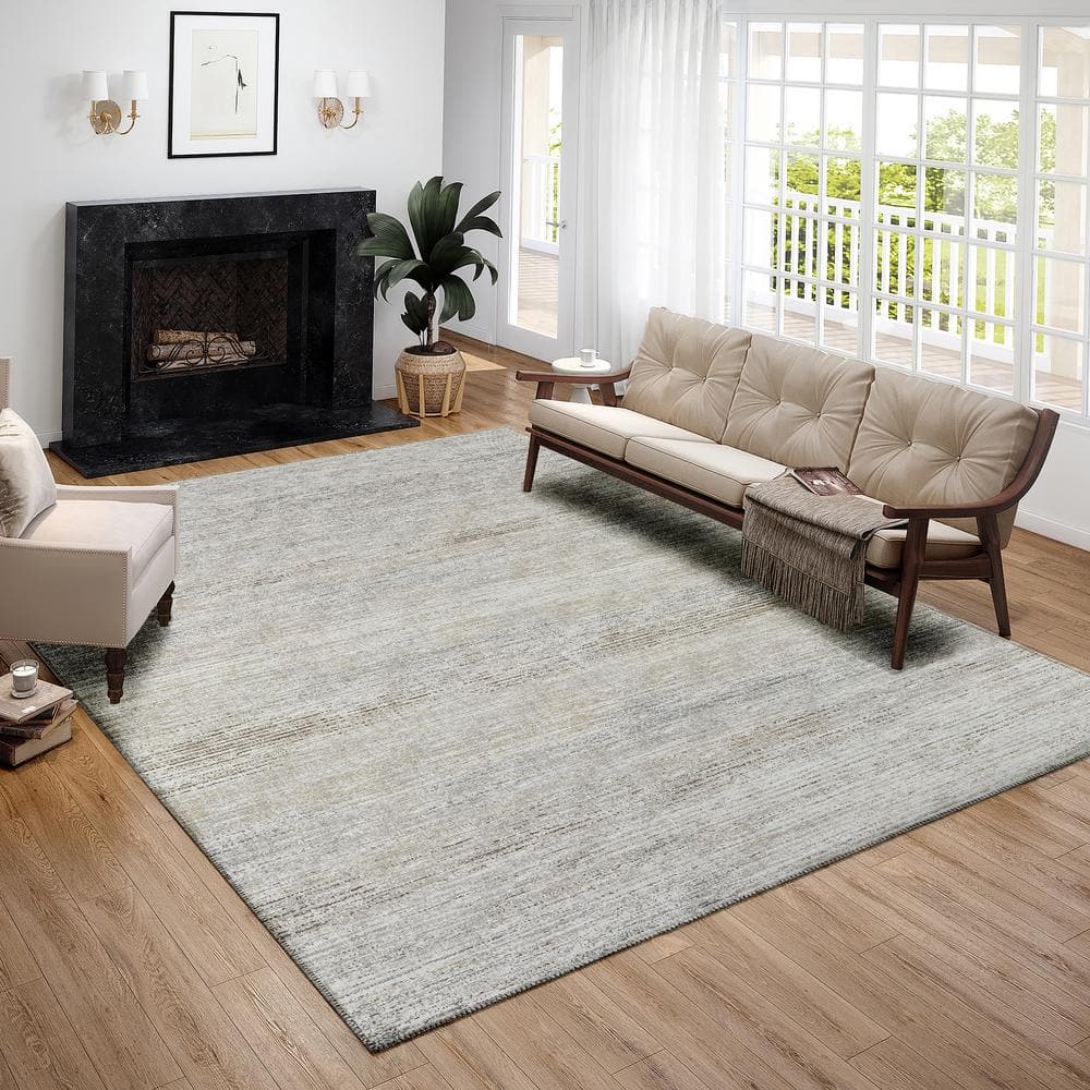 Beige Flat Woven Chenille 10' x 14' Area Rug