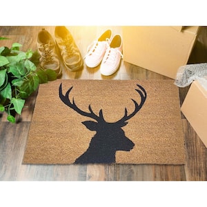 Reindeer Natural and Black 16 in. x 24 in. Coco Sheltered Front Door Mat
