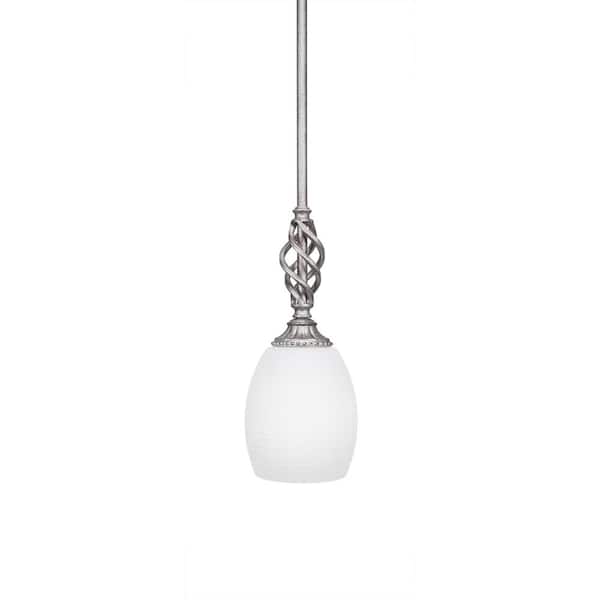 Unbranded Bridgewater 100 W 1-Light Aged Silver Standard Mini Pendant Light with Glass Shade