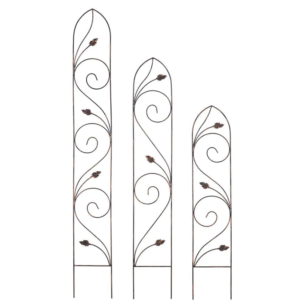 Bronze Iron Autumn Leaf Garden Trellis, 48" x 10"