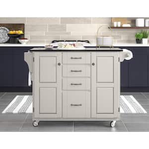 Create-a-Cart White Kitchen Cart with Black Granite Top