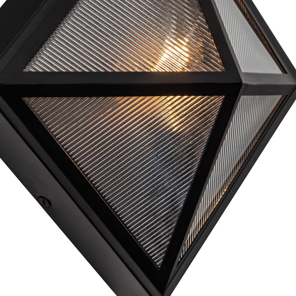 Cairo Black Ribbed Glass Dimmable Outdoor Wall Sconce