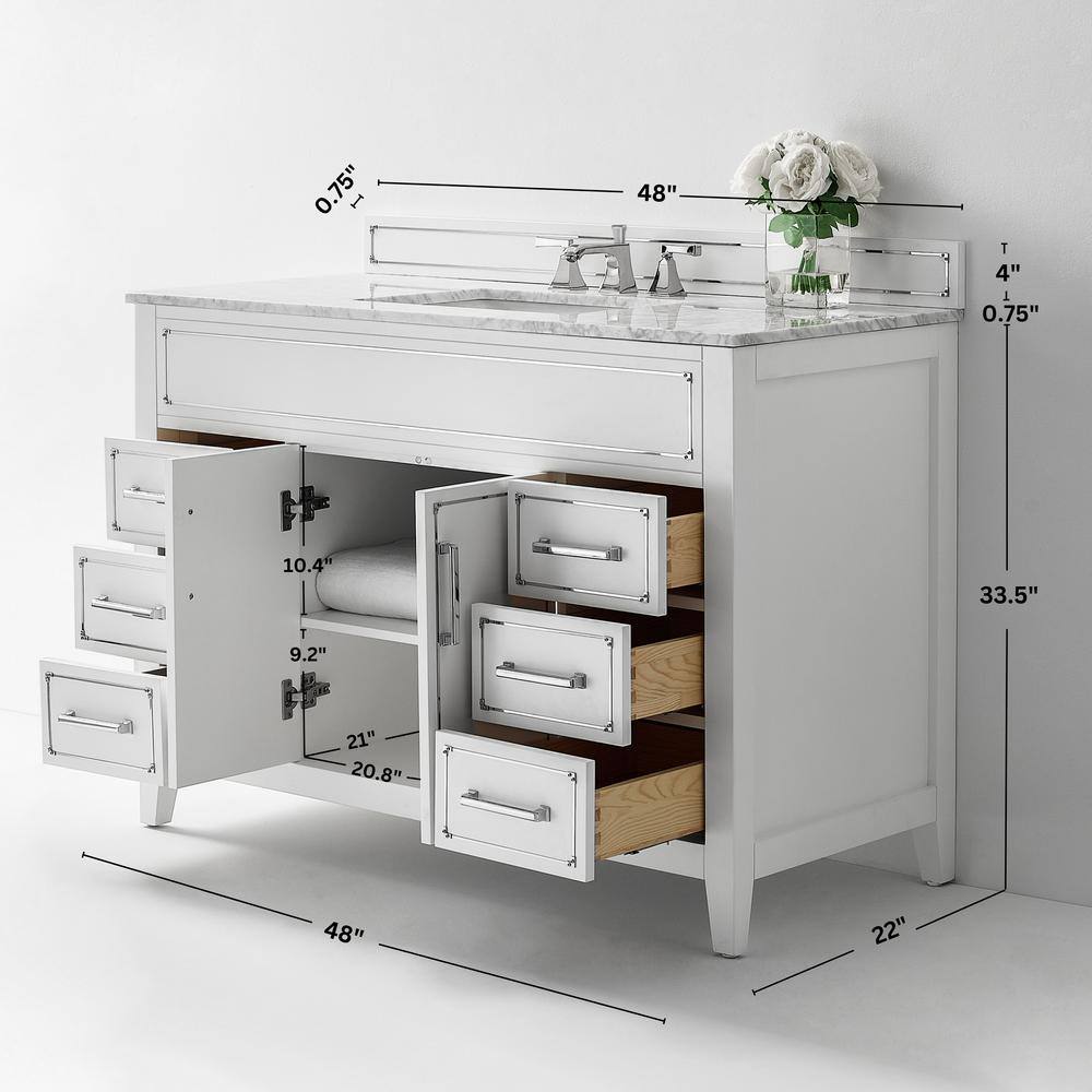 Aspen 48'' White Marble Top Single Bathroom Vanity
